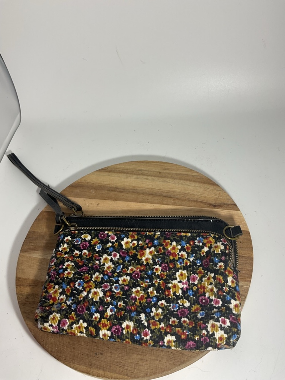 Floral Multi-Color Corduroy Wristlet Clutch - Women's Small Bag